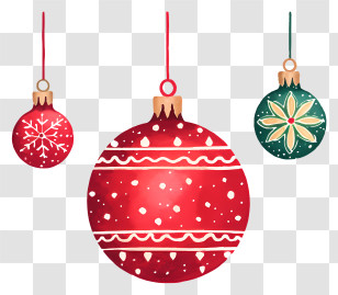 Christmas Ornaments - Colorful Christmas Ornaments Decorated With Patterns Transparent PNG