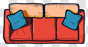 Sofa Top View - Comfortable Sofa With Cushions Illustration Transparent PNG
