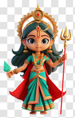 Durga Maa - Cartoon Hindu Goddess Transparent PNG