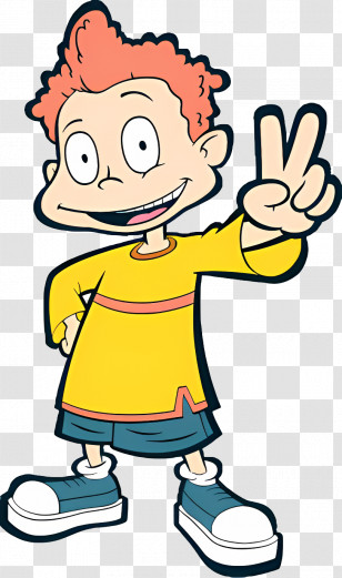 Cartoon Character - Boy With Peace Sign Cartoon Transparent PNG