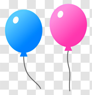 Icon - Blue And Pink Balloons For Celebration Transparent PNG