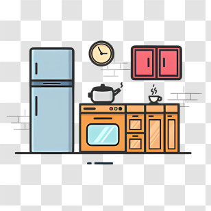 Cartoon Kitchen - Cartoon Style Kitchen Interior Illustration Transparent PNG