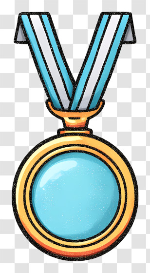 Medal With Trophy - Blue And Gold Medal With Ribbon Transparent PNG