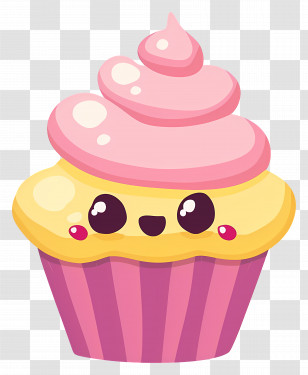 Cupcake Kawaii - Cute Smiling Cupcake In Kawaii Style Transparent PNG