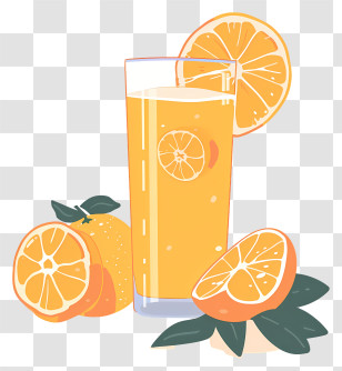 Orange Juice - Glass Of Orange Juice With Slices Transparent PNG