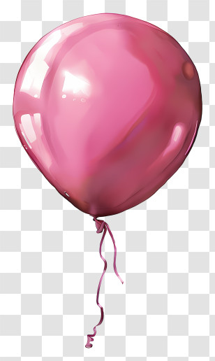 Pink Balloon - Pink Balloon With Ribbon Transparent PNG