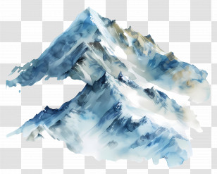 Snow Mountain - Scenic Snowy Mountains Watercolor Painting Transparent PNG