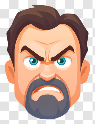Sigma Face Emoji - Angry Cartoon Face With Intense Expression Transparent PNG