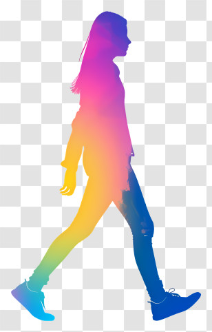Girl Silhouette - Colorful Silhouette Of A Walking Girl Transparent PNG