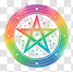Pentacle - Pentagram With Rainbow Gradient Circle Transparent PNG