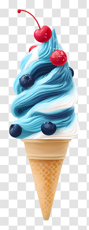 Frozen Dessert - Sweet Ice Cream Cone With Cherry Transparent PNG