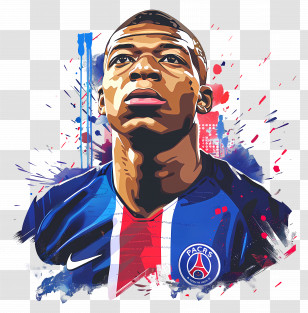 Kylian Mbappe - Illustration Of Soccer Player In PSG Jersey Transparent PNG