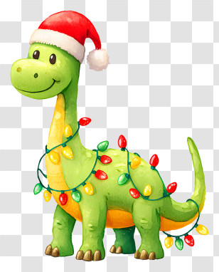 Christmas Dinosaur - Festive Dino With Christmas Lights Transparent PNG