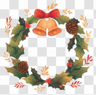 Christmas Frame Round - Christmas Wreath With Bells Transparent PNG
