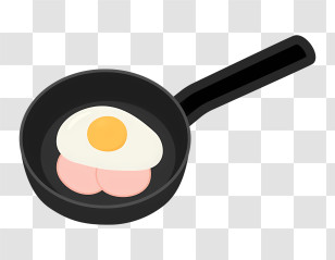 Food - Frying Pan With Egg And Ham For Breakfast Transparent PNG