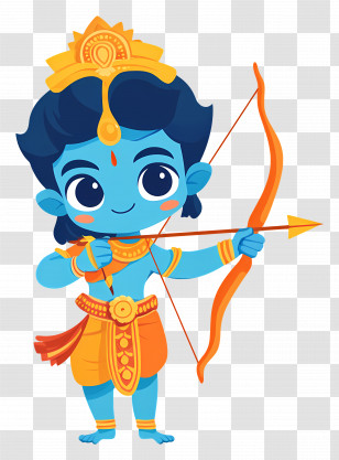 Dussehra - Blue Cartoon Archer Holding A Bow Transparent PNG