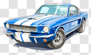 Mustang Car - Blue Vintage Muscle Car Transparent PNG