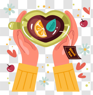 Cup Of Tea - Hands Holding Cup With Black Tea And Lemon Transparent PNG