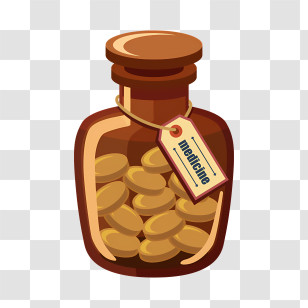 Glass Jar - Brown Medicine Bottle With Pills Transparent PNG
