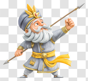 Indian Warrior With Spear - Royal Elder Spearman Illustration Transparent PNG