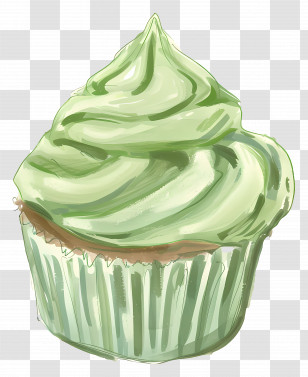 Green Cupcake - Mint Green Frosted Cupcake Illustration Transparent PNG