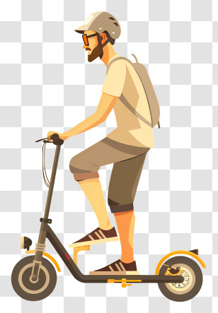 Man Riding - Man Riding A Scooter Transparent PNG