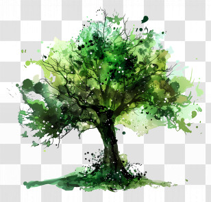 Green Tree - Abstract Green Tree With Artistic Brush Strokes Transparent PNG