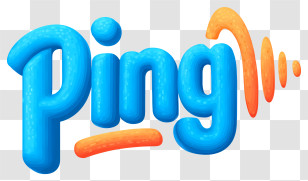 Ping - Playful Ping Logo With Soundwave Transparent PNG