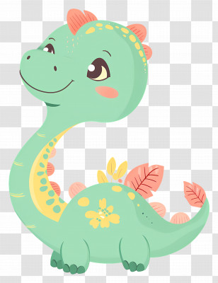 Cartoon Dinosaur - Cute Green Dinosaur Cartoon Transparent PNG