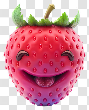 3d Cartoon Fruit - Smiling Cartoon Strawberry With Funny Face Transparent PNG