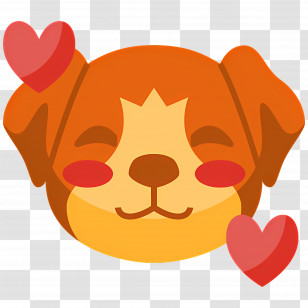 Dog Emoji - Happy Dog Emoji With Hearts Illustration Transparent PNG