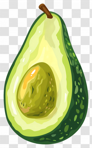 Avocado - Half Avocado With Seed Illustration Transparent PNG