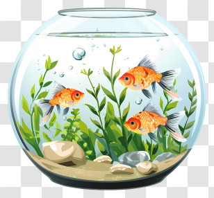 Fish Tank - Goldfish In Transparent Glass Bowl Transparent PNG