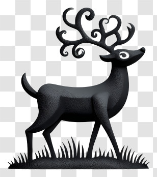 Reindeer Silhouette - Black Stylized Deer Silhouette Transparent PNG