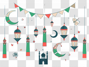 Eid Mubarak - Islamic Lanterns And Festive Decorations Transparent PNG