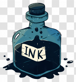 Ink Bottle - Vintage Ink Bottle Illustration Transparent PNG