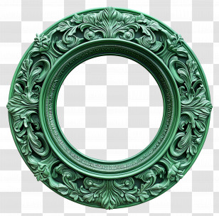 Green Circle Frame - Green Ornate Circular Frame Design Transparent PNG