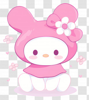 My Melody - Pink Cartoon Character With Flower Illustration Transparent PNG