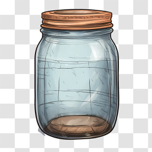 National Mason Jar Day - Empty Glass Jar With Wooden Lid Transparent PNG