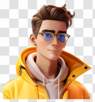 3d Male Avatar - Boy With Glasses In Cartoon Style Transparent PNG