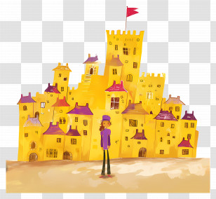 Cartoon King - Yellow Castle Illustration Transparent PNG