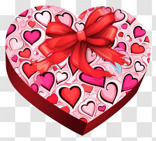 Pink Heart Shaped Box - Heart-Shaped Gift Box With Red Bow Transparent PNG
