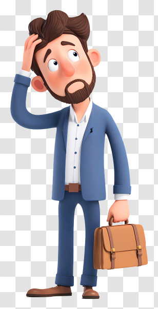 Puzzled Office Worker With Briefcase Transparent PNG