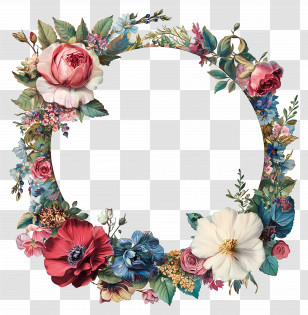 Wedding Circle Frame - Floral Wreath With Colorful Flowers Transparent PNG