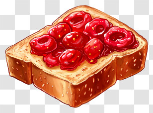 Jam On Toast - Toast With Raspberry Jam For A Sweet Breakfast Transparent PNG