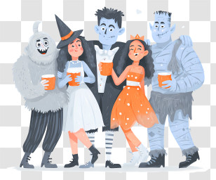 Halloween Party - Halloween Monster Party Group Transparent PNG