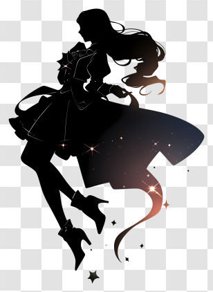 Star Light Girl Silhouette - Mystical Silhouette Of Girl Transparent PNG