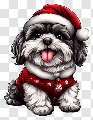 Christmas Puppy - Cute Dog In Santa Hat For Christmas Transparent PNG