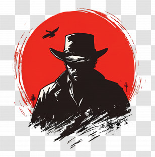 Red Dead Redemption 2 - Cowboy Silhouette With Red Background Transparent PNG
