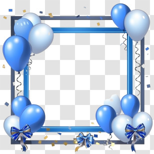 Birthday Party Frame - Blue Balloons Frame Transparent PNG